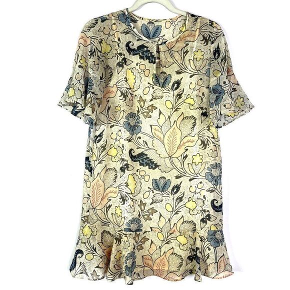 LOFT Outlet Floral Print Dress with Gold Accents, Size XSP - Picture 1 of 10